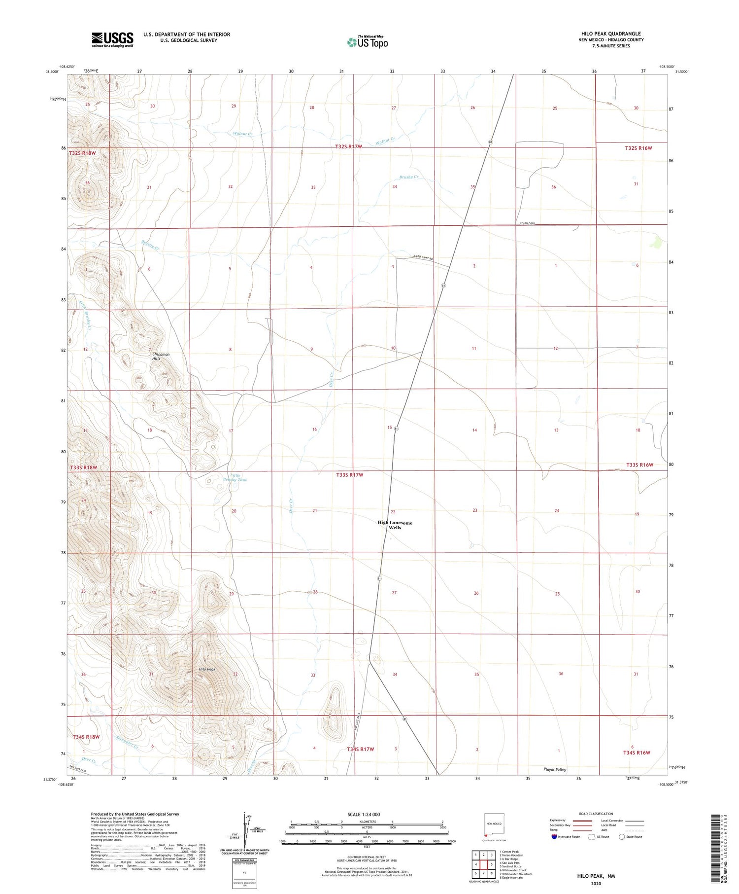 Hilo Peak New Mexico US Topo Map Image