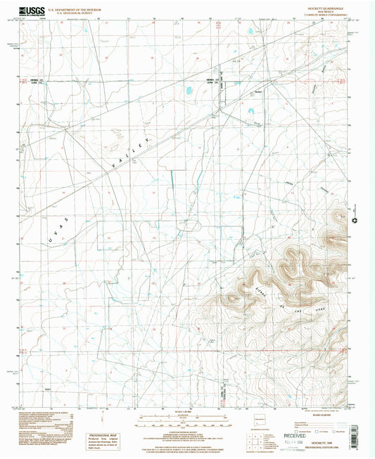 Classic USGS Hockett New Mexico 7.5'x7.5' Topo Map Image