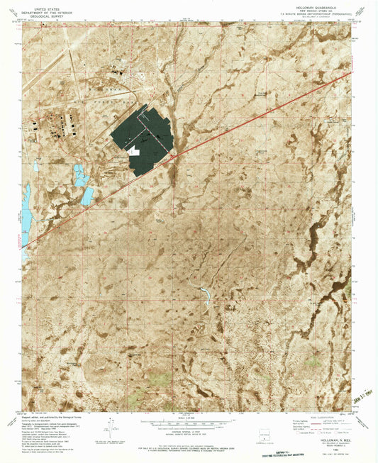 Classic USGS Holloman New Mexico 7.5'x7.5' Topo Map Image