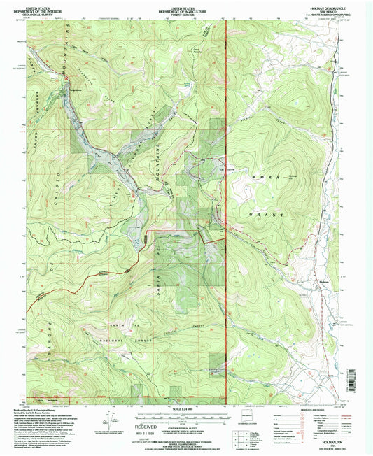 Classic USGS Holman New Mexico 7.5'x7.5' Topo Map Image