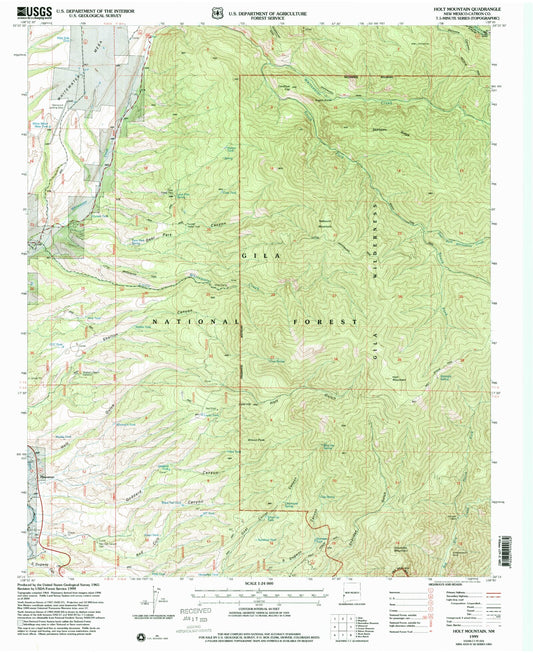 Classic USGS Holt Mountain New Mexico 7.5'x7.5' Topo Map Image