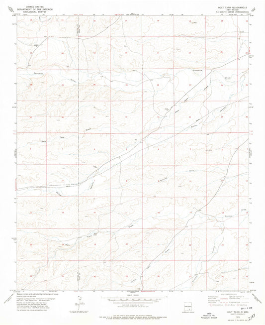 Classic USGS Holt Tank New Mexico 7.5'x7.5' Topo Map Image