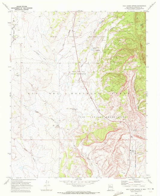 Classic USGS Holy Ghost Spring New Mexico 7.5'x7.5' Topo Map Image