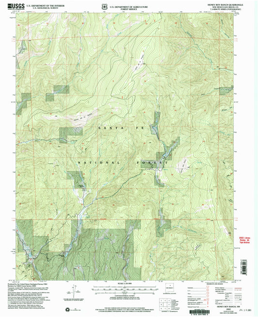 Classic USGS Honey Boy Ranch New Mexico 7.5'x7.5' Topo Map Image