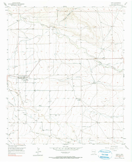 Classic USGS Hope New Mexico 7.5'x7.5' Topo Map Image
