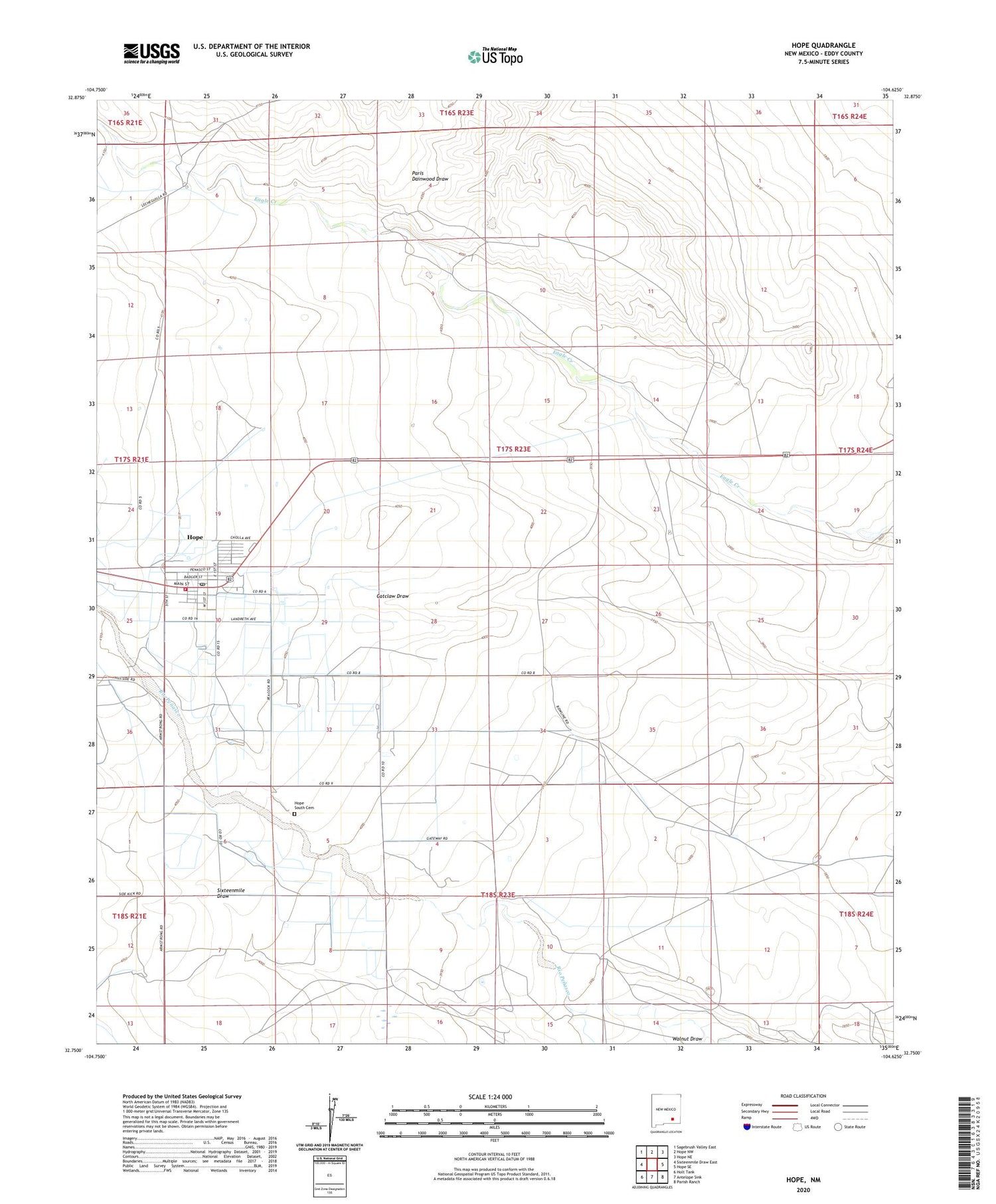 Hope New Mexico US Topo Map Image