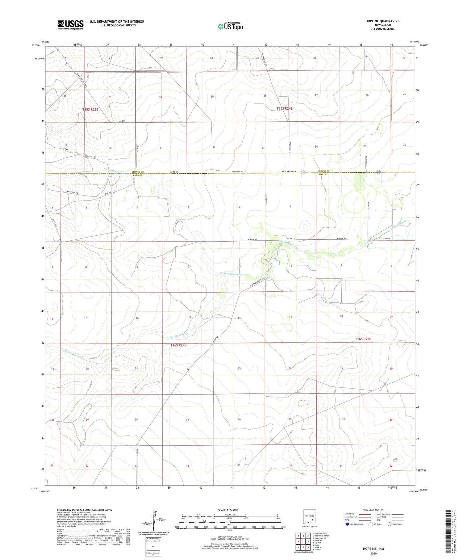 Hope NE New Mexico US Topo Map Image