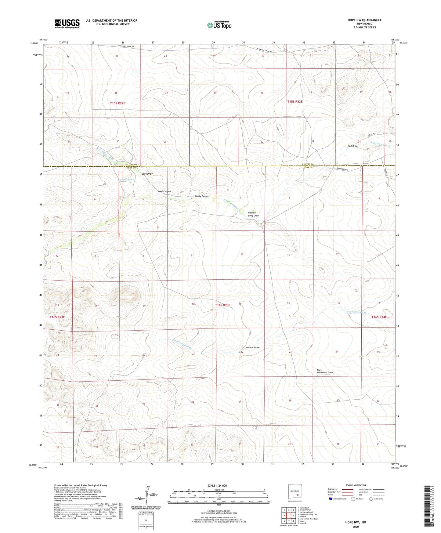 Hope NW New Mexico US Topo Map Image