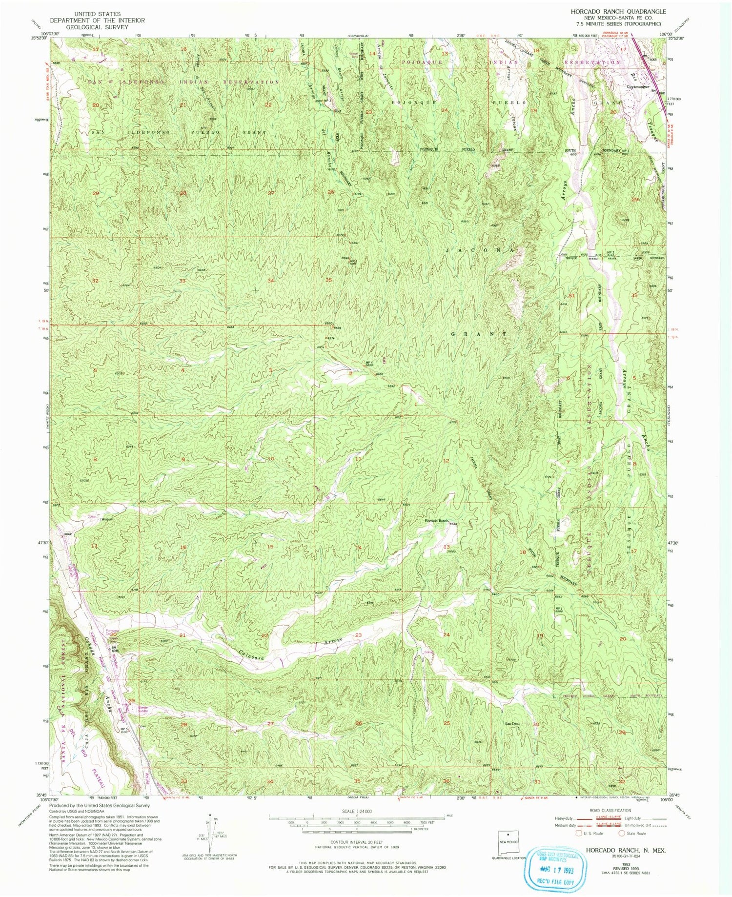 Classic USGS Horcado Ranch New Mexico 7.5'x7.5' Topo Map Image