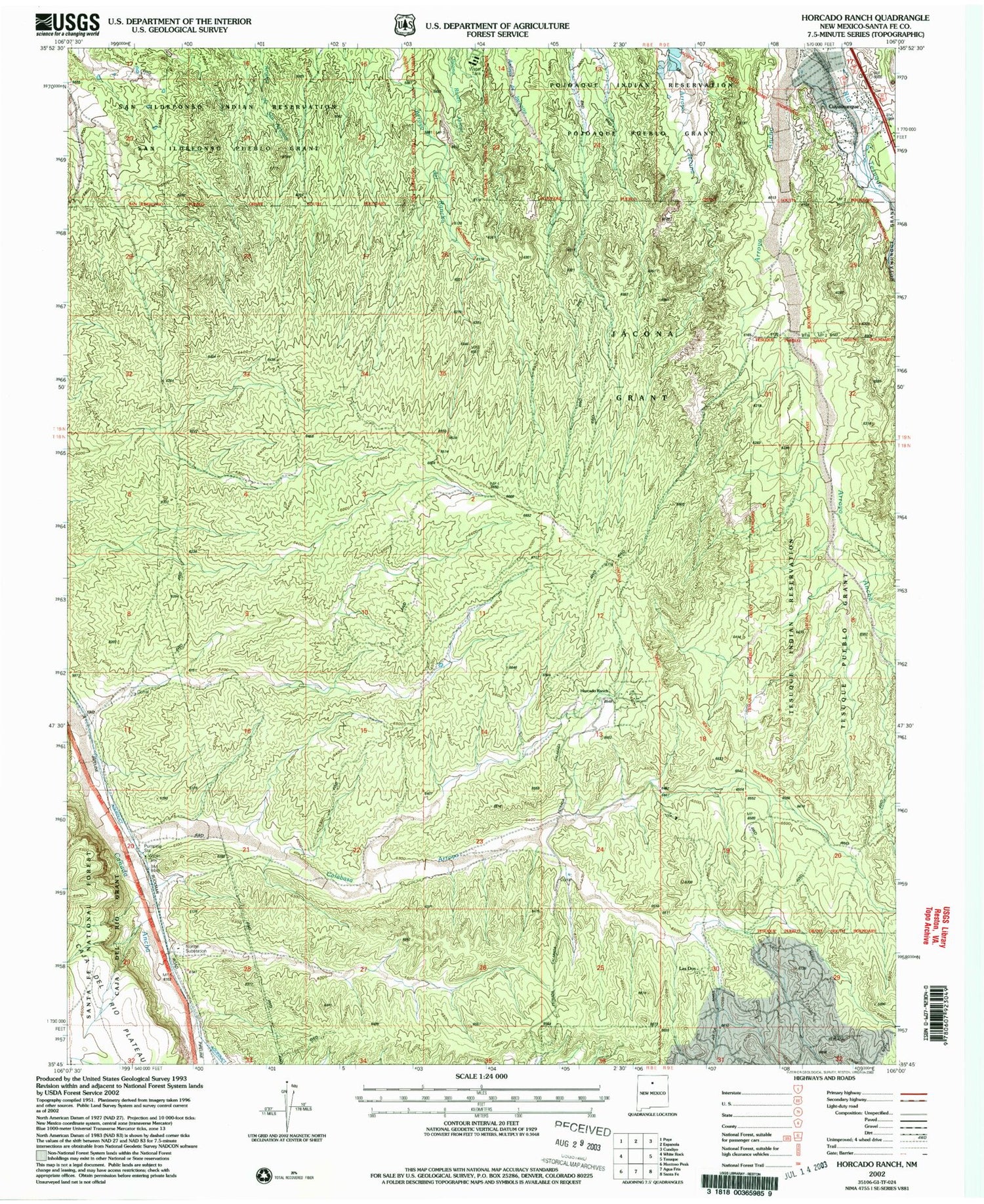 Classic USGS Horcado Ranch New Mexico 7.5'x7.5' Topo Map Image