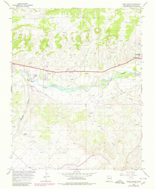 Classic USGS Horn Canyon New Mexico 7.5'x7.5' Topo Map Image