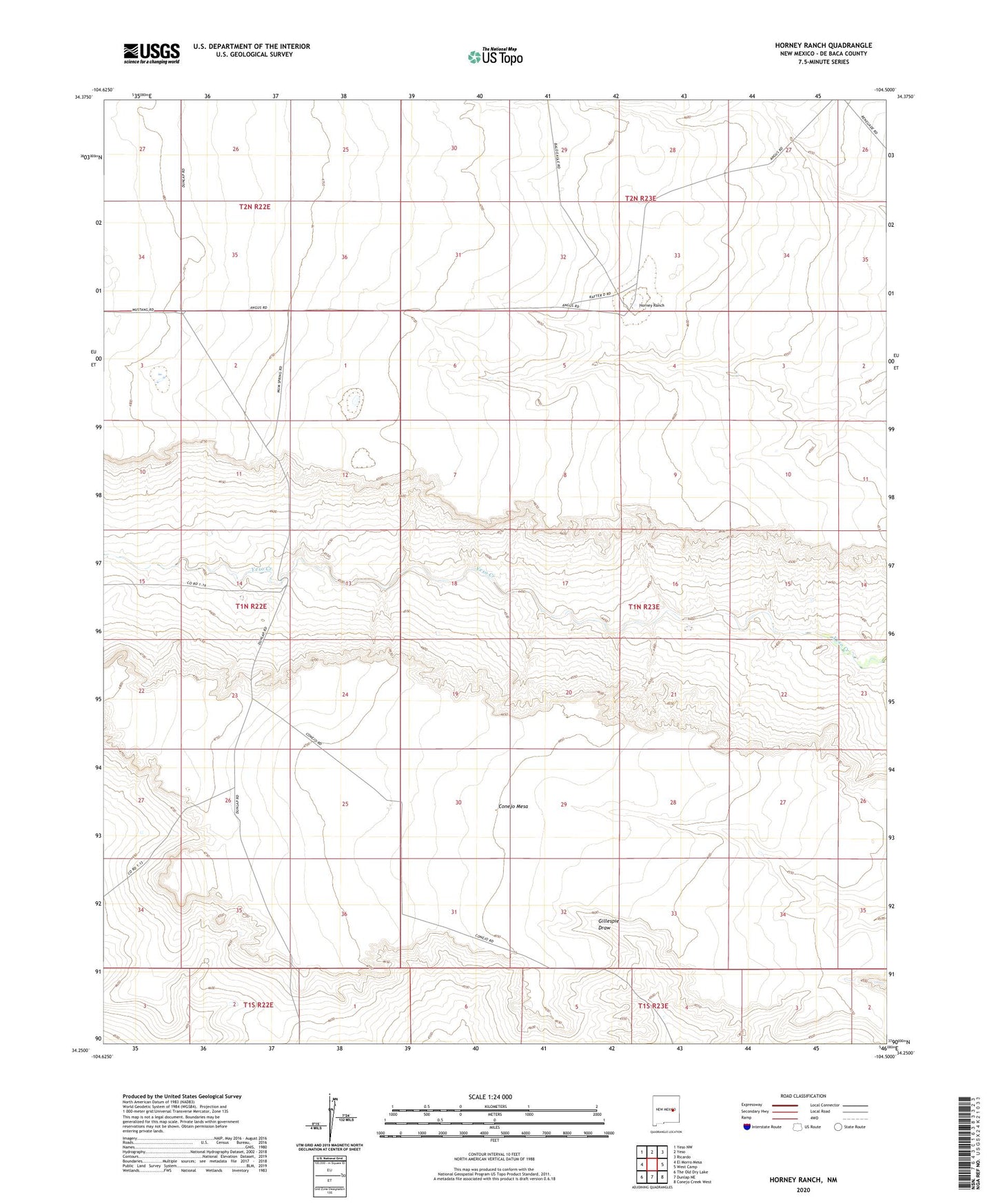 Horney Ranch New Mexico US Topo Map Image