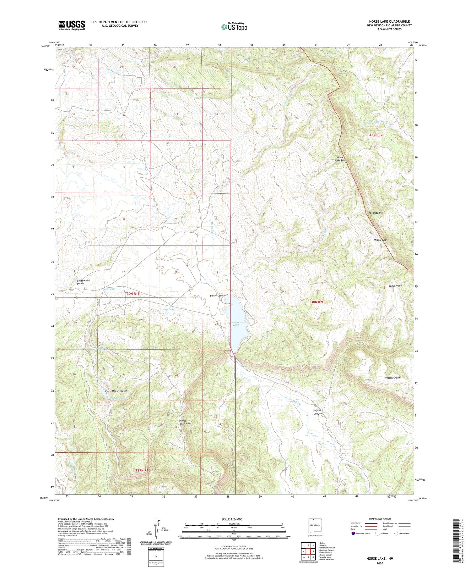 Horse Lake New Mexico US Topo Map Image