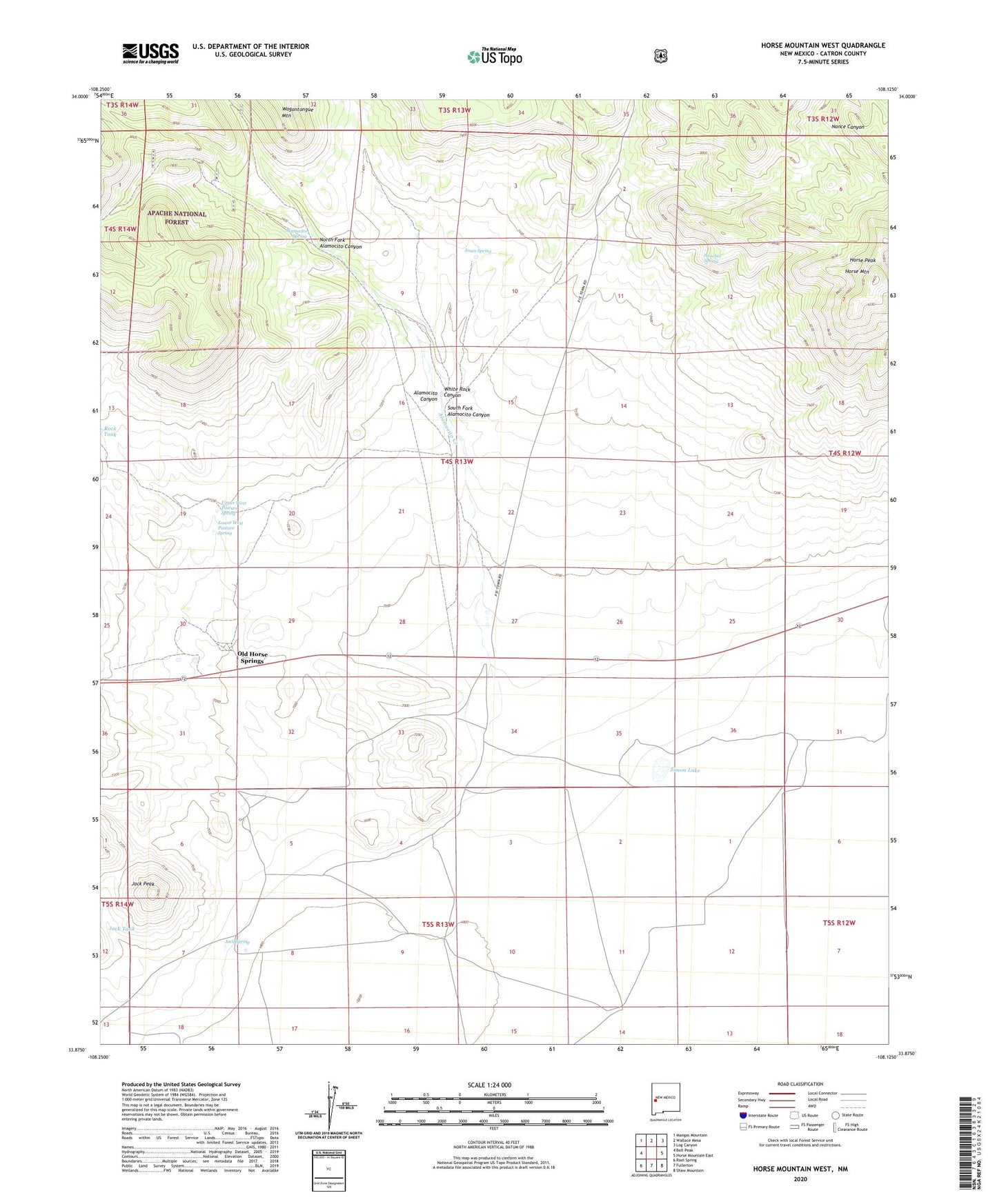 Horse Mountain West New Mexico US Topo Map Image