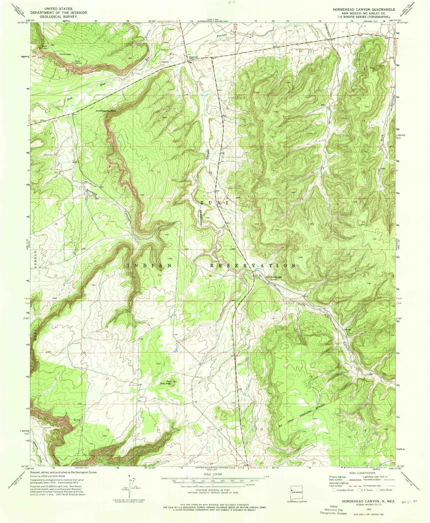 Classic USGS Horsehead Canyon New Mexico 7.5'x7.5' Topo Map Image