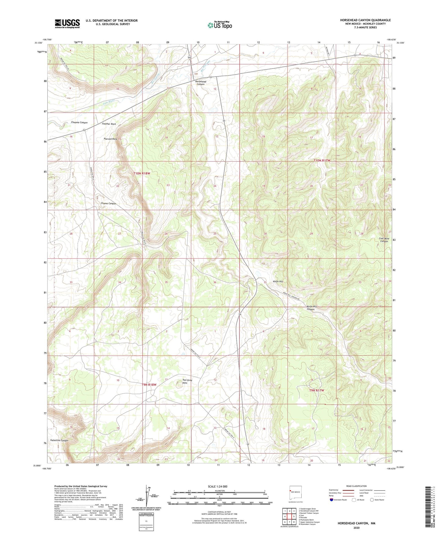 Horsehead Canyon New Mexico US Topo Map Image