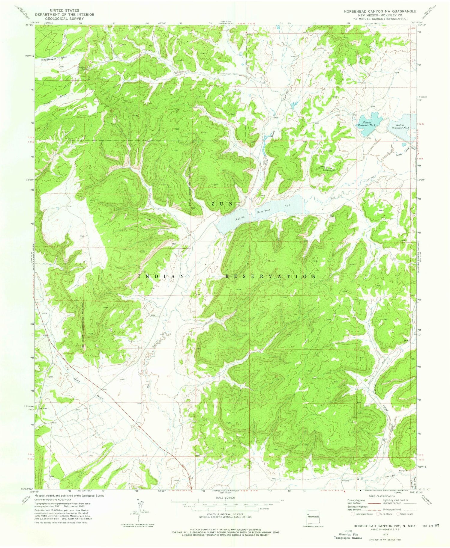 Classic USGS Horsehead Canyon NW New Mexico 7.5'x7.5' Topo Map Image