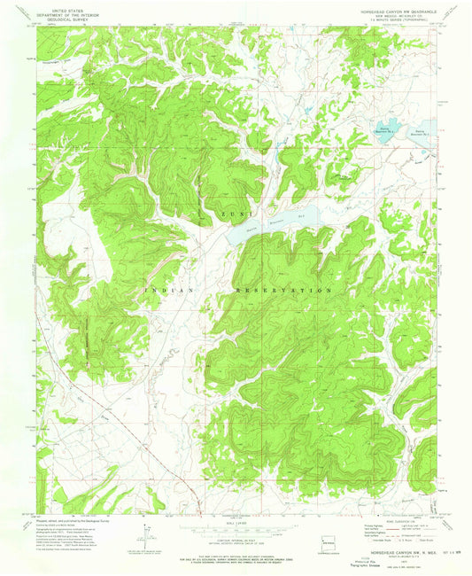 Classic USGS Horsehead Canyon NW New Mexico 7.5'x7.5' Topo Map Image