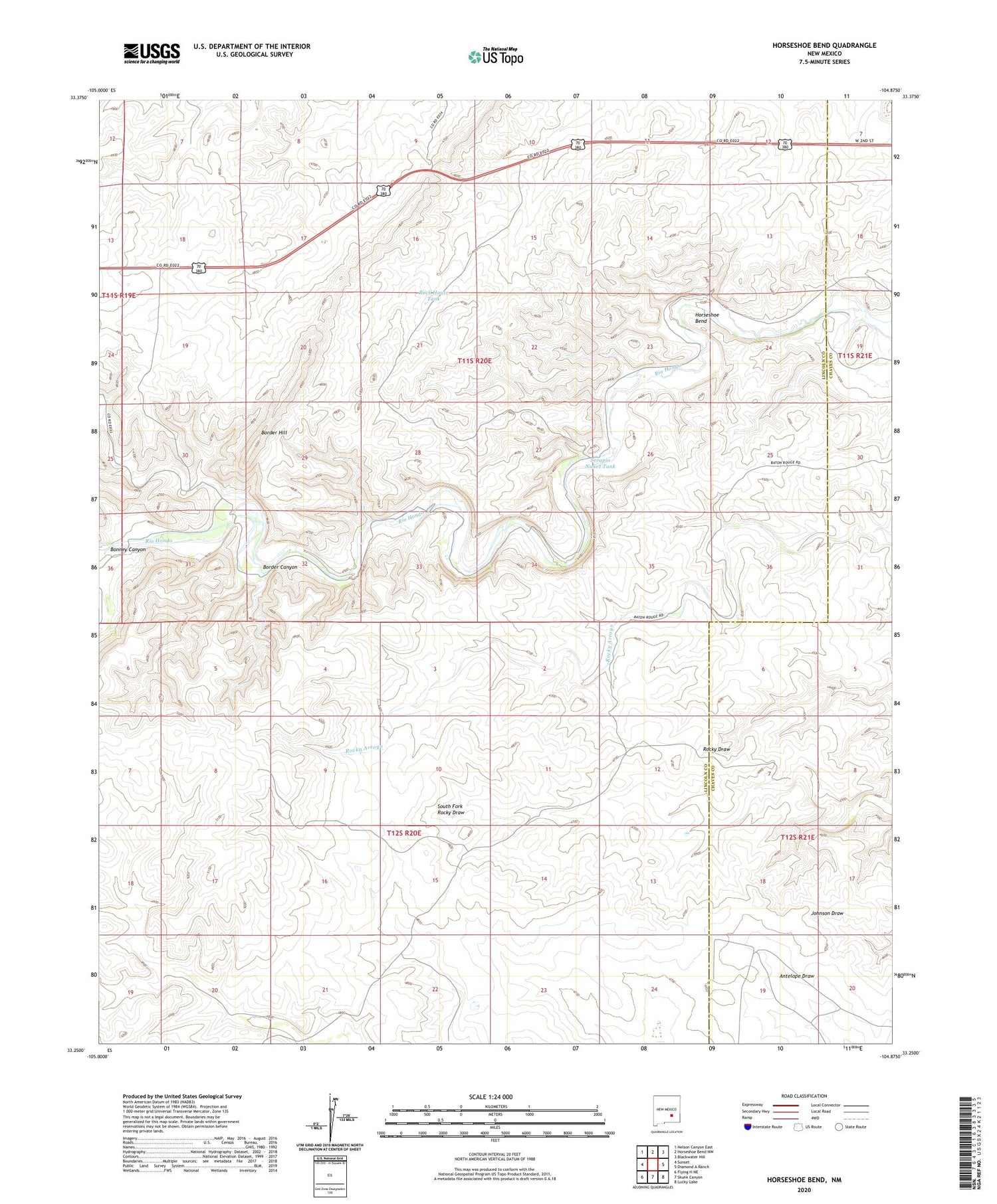 Horseshoe Bend New Mexico US Topo Map Image