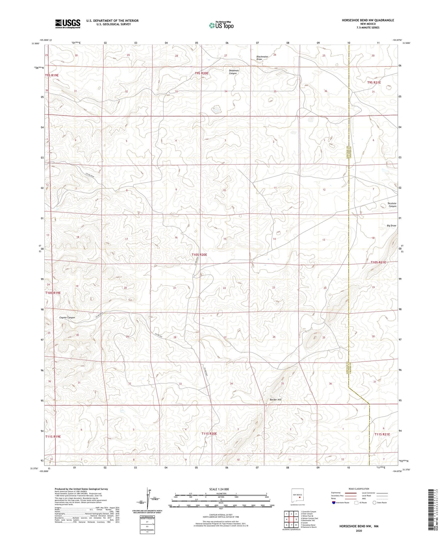 Horseshoe Bend NW New Mexico US Topo Map Image