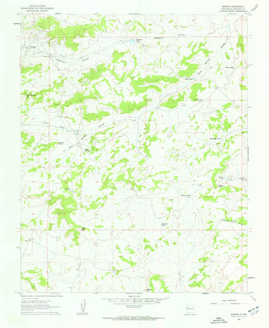 Classic USGS Hospah New Mexico 7.5'x7.5' Topo Map Image
