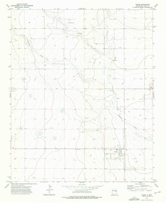 Classic USGS House New Mexico 7.5'x7.5' Topo Map Image