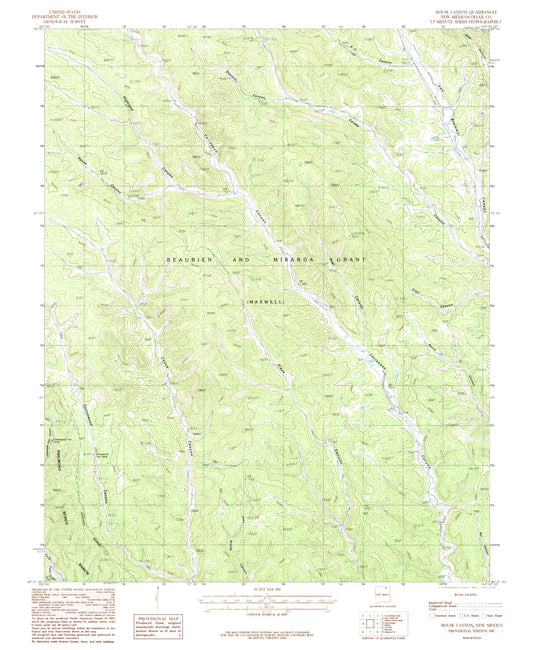 Classic USGS House Canyon New Mexico 7.5'x7.5' Topo Map Image