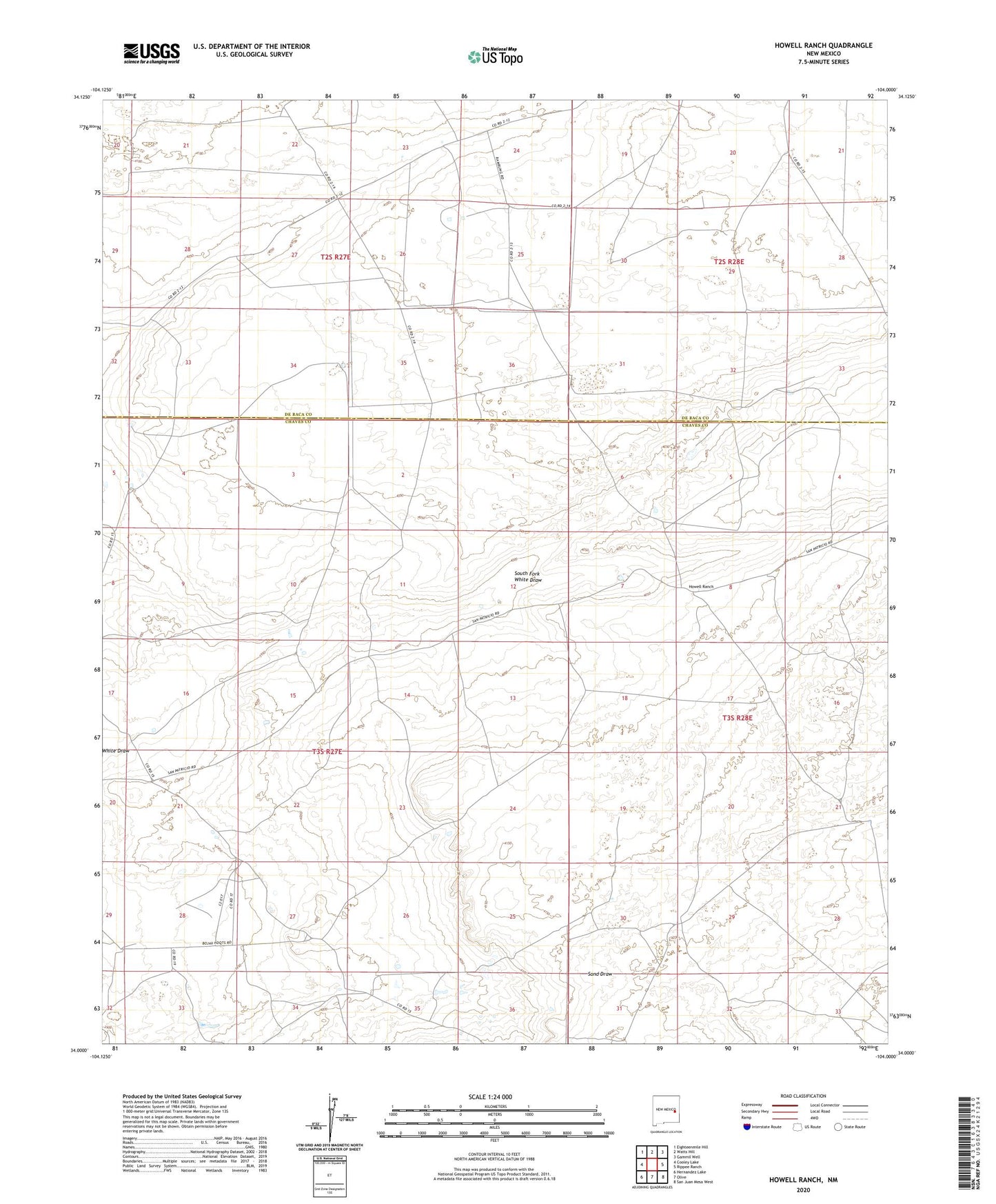 Howell Ranch New Mexico US Topo Map Image