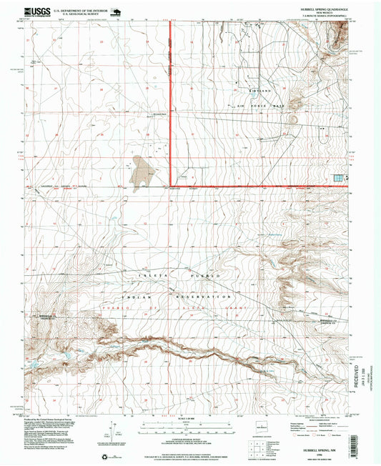Classic USGS Hubbell Spring New Mexico 7.5'x7.5' Topo Map Image