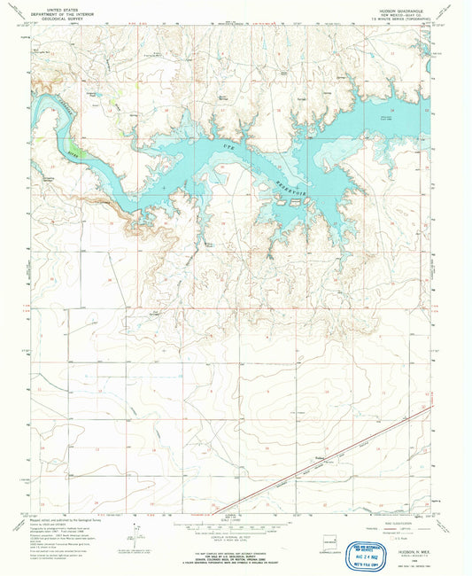 Classic USGS Hudson New Mexico 7.5'x7.5' Topo Map Image