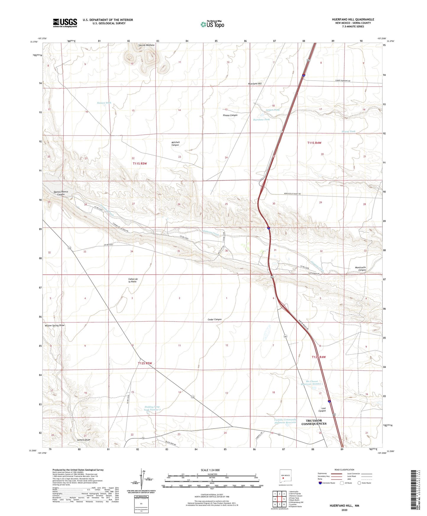 Huerfano Hill New Mexico US Topo Map Image