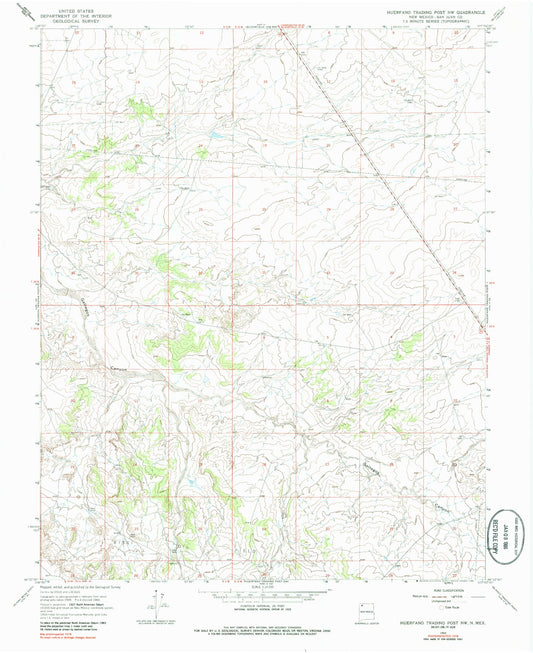 Classic USGS Huerfano Trading Post NW New Mexico 7.5'x7.5' Topo Map Image