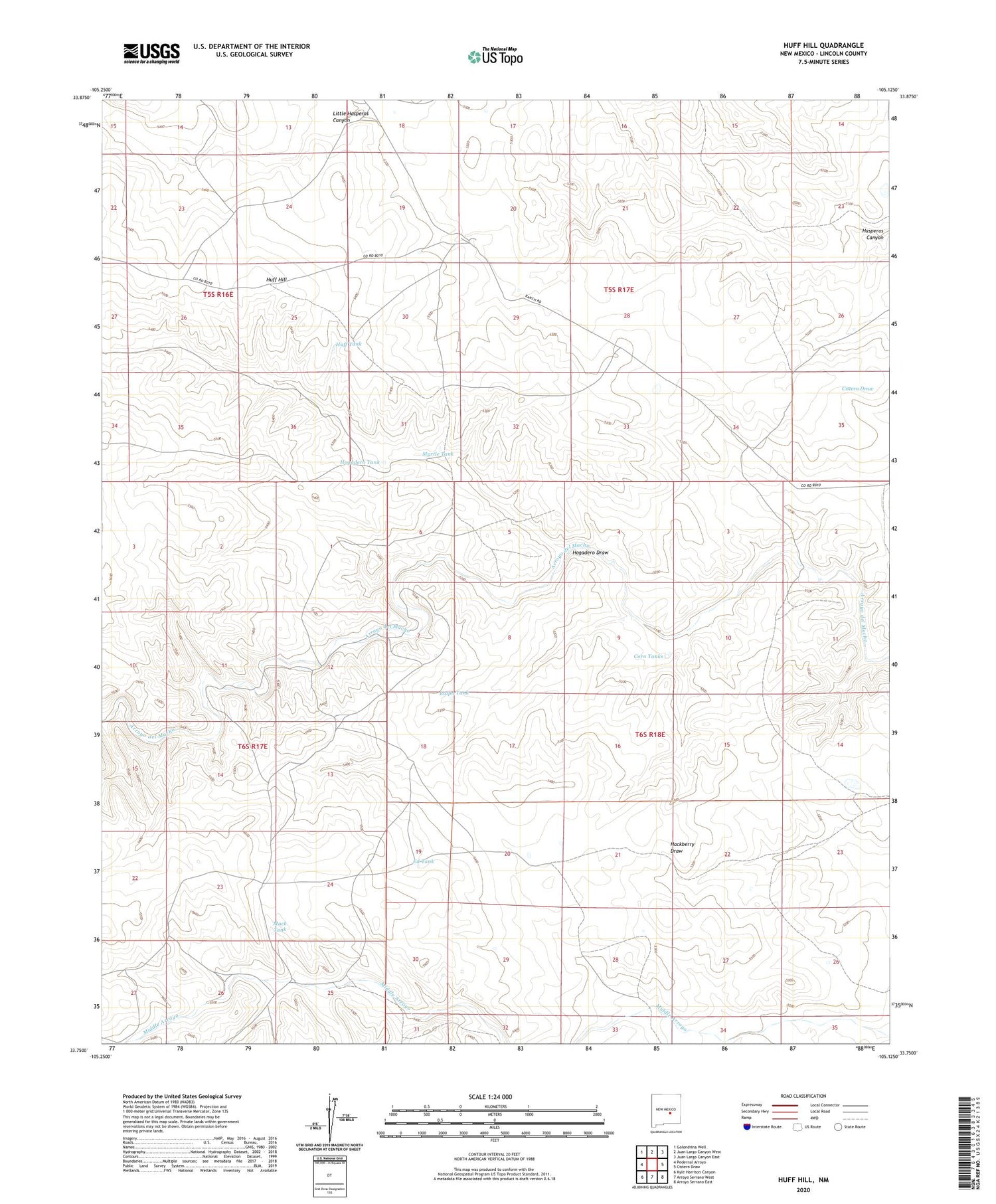 Huff Hill New Mexico US Topo Map Image