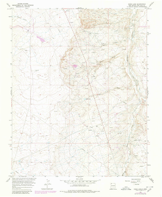 Classic USGS Hugh Lake New Mexico 7.5'x7.5' Topo Map Image