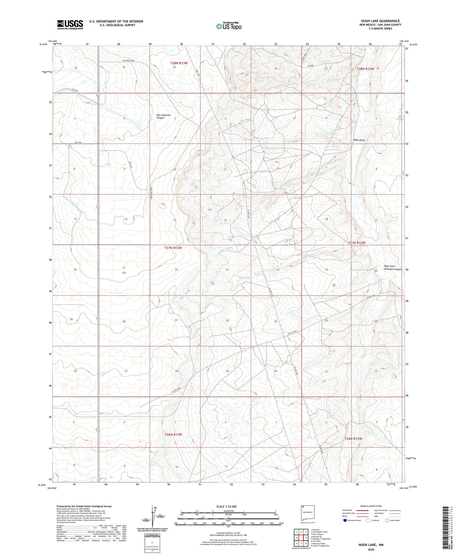 Hugh Lake New Mexico US Topo Map Image