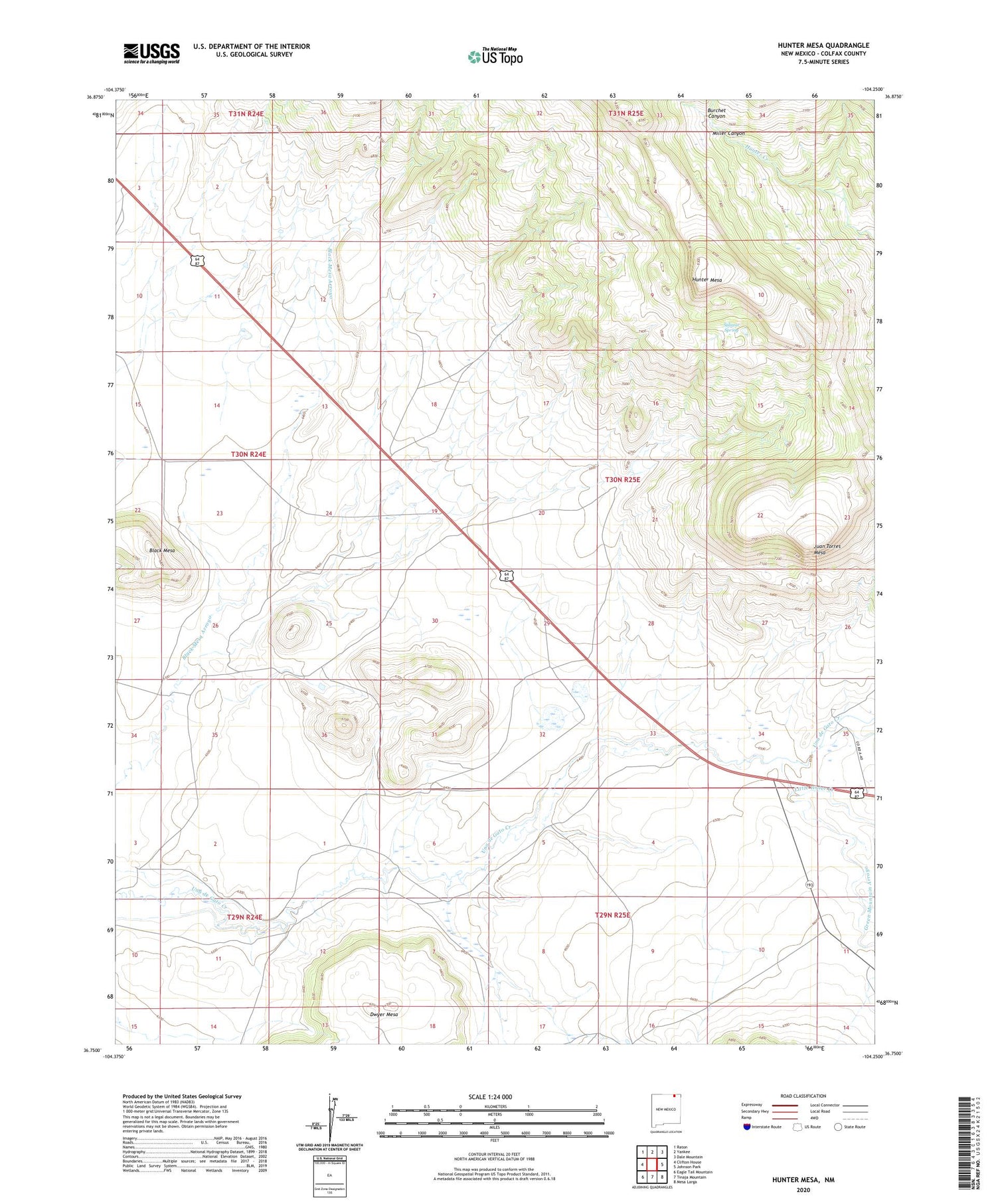Hunter Mesa New Mexico US Topo Map Image