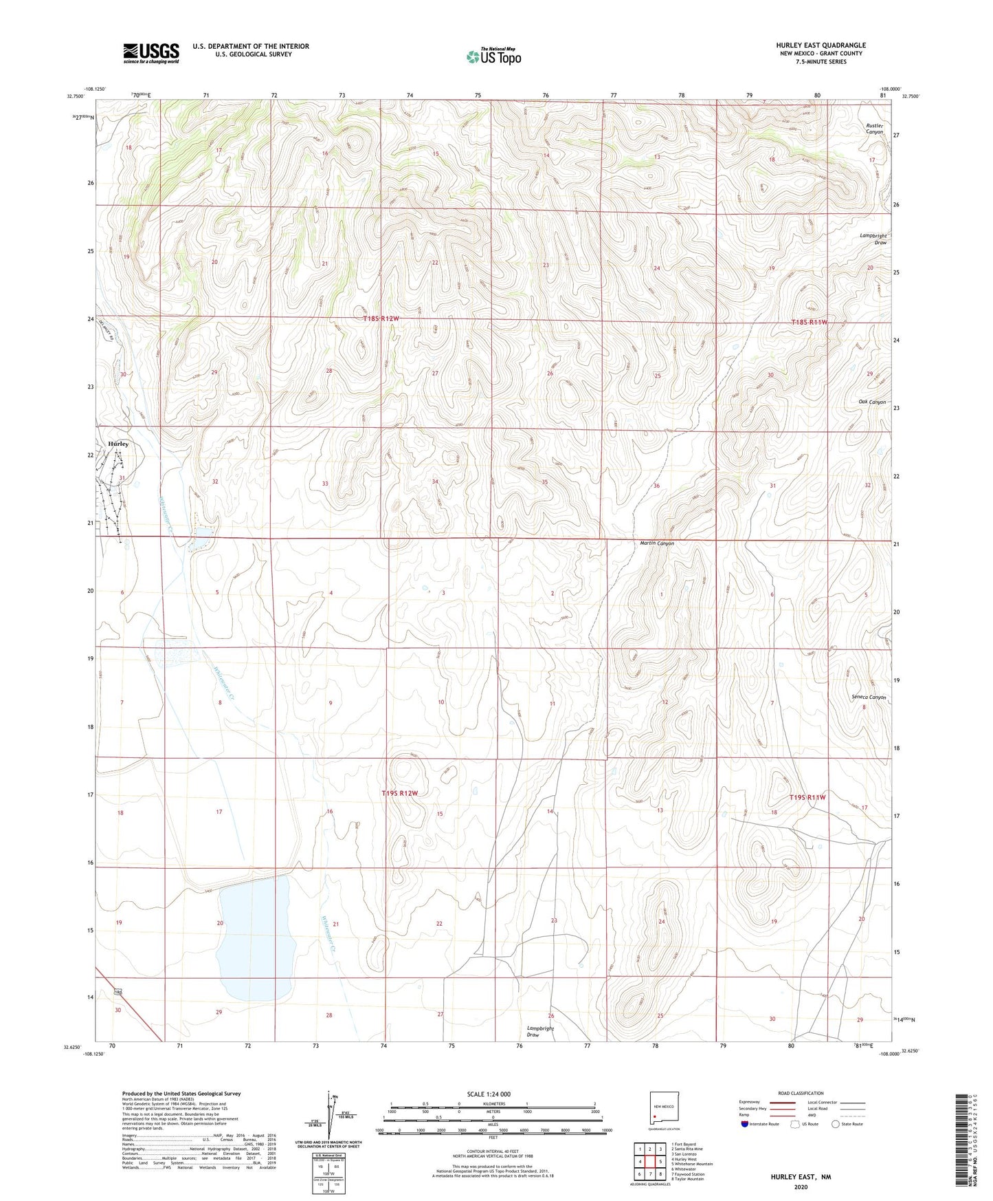 Hurley East New Mexico US Topo Map Image
