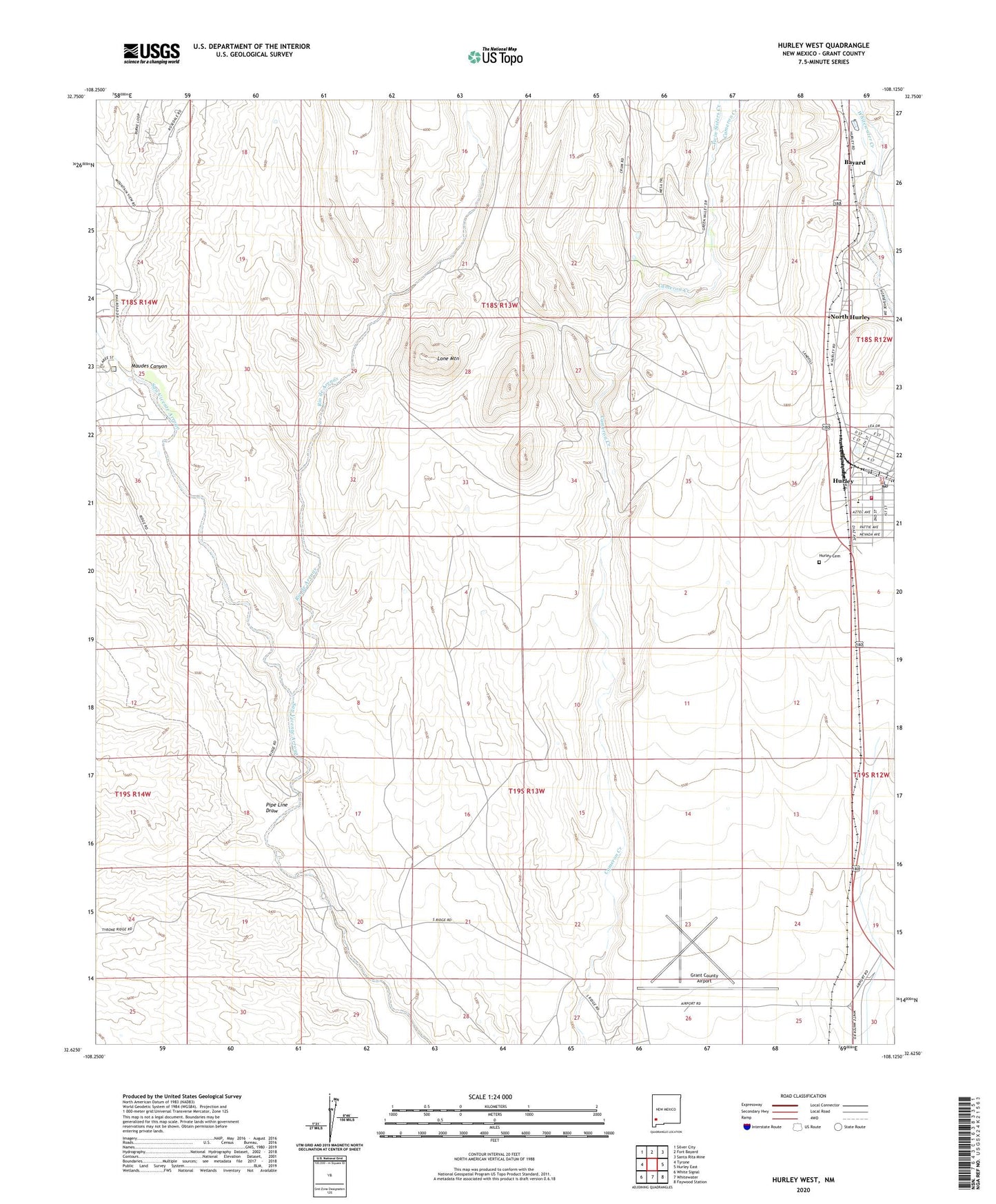 Hurley West New Mexico US Topo Map Image