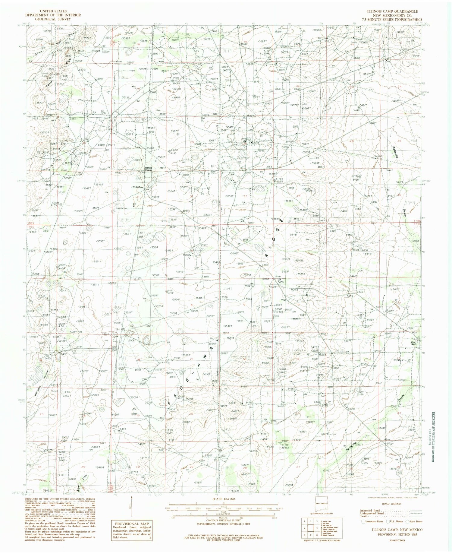 Classic USGS Illinois Camp New Mexico 7.5'x7.5' Topo Map Image