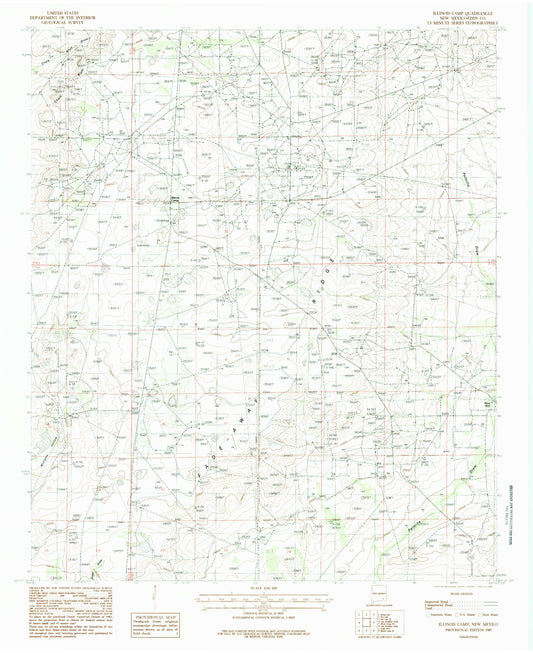 Classic USGS Illinois Camp New Mexico 7.5'x7.5' Topo Map Image