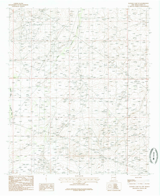 Classic USGS Illinois Camp NE New Mexico 7.5'x7.5' Topo Map Image