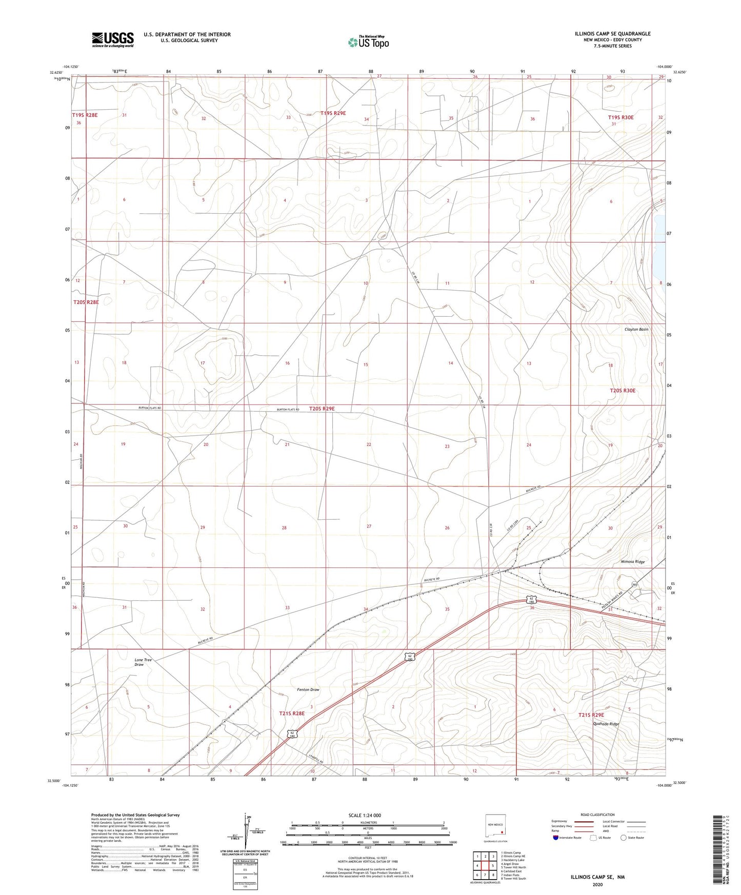 Illinois Camp SE New Mexico US Topo Map Image