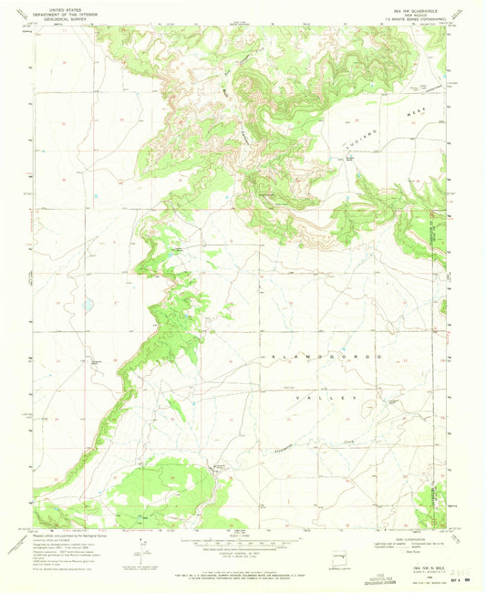 Classic USGS Ima NW New Mexico 7.5'x7.5' Topo Map Image