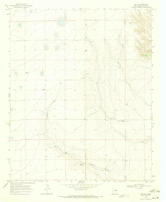 Classic USGS Ima SE New Mexico 7.5'x7.5' Topo Map Image