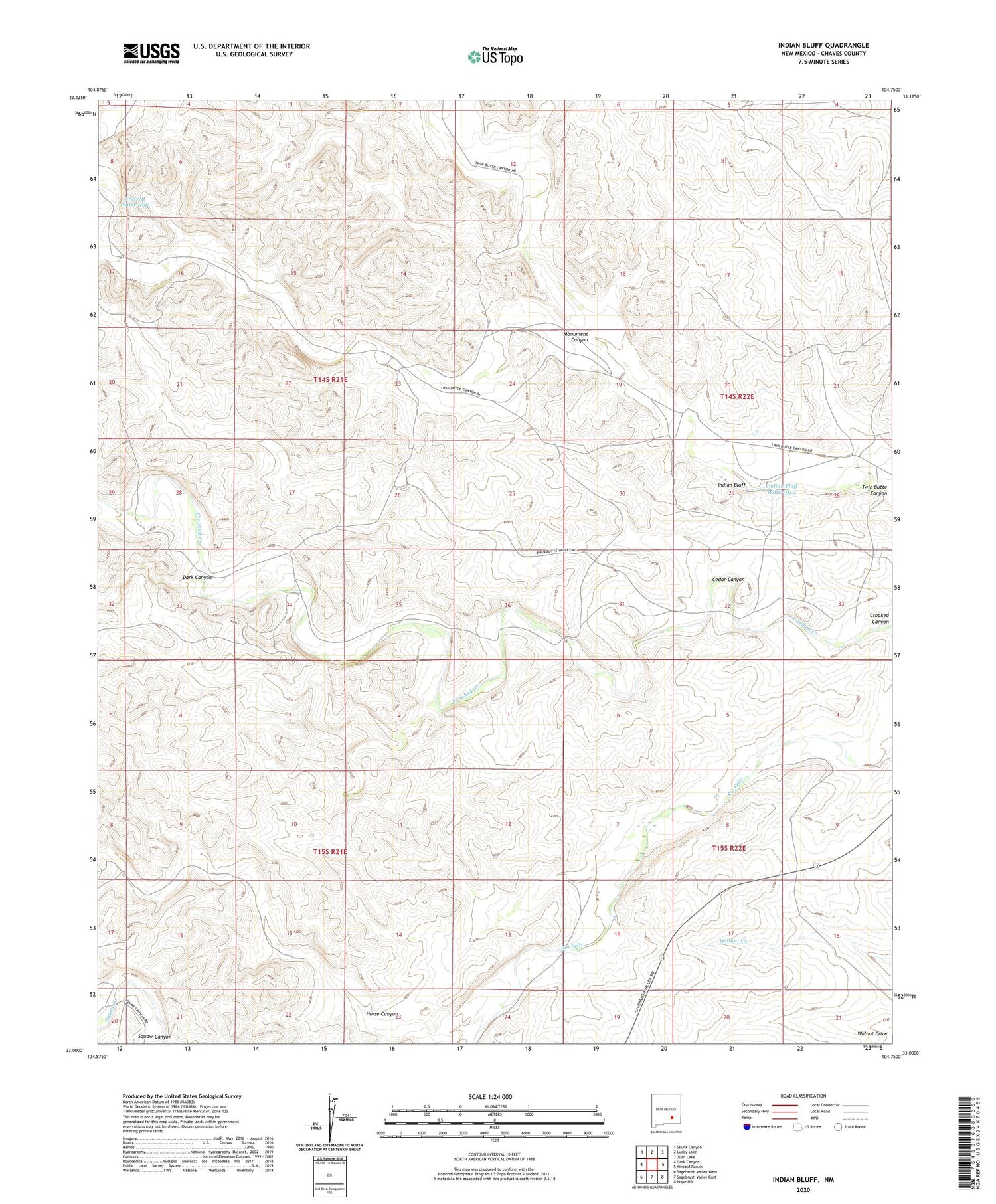 Indian Bluff New Mexico US Topo Map Image