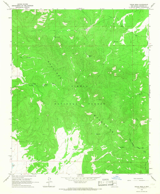 Classic USGS Indian Mesa New Mexico 7.5'x7.5' Topo Map Image