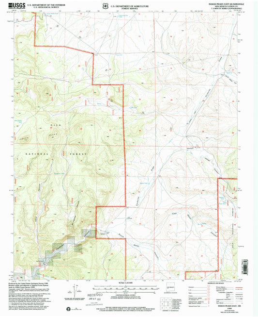 Classic USGS Indian Peaks East New Mexico 7.5'x7.5' Topo Map Image