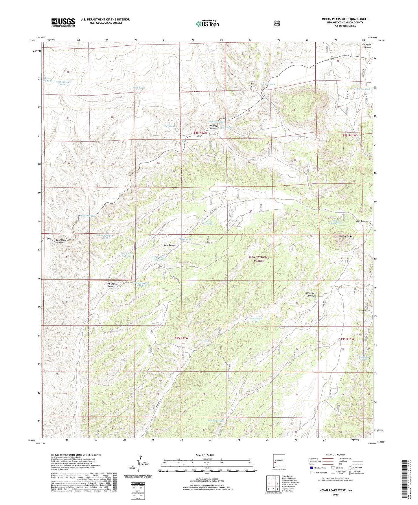 Indian Peaks West New Mexico US Topo Map Image