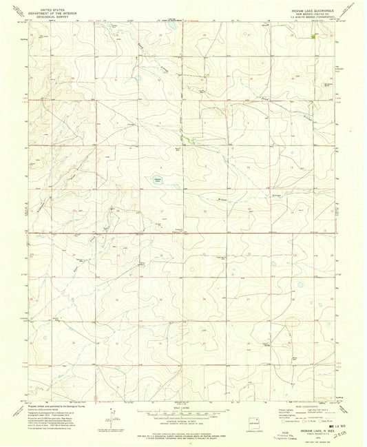 Classic USGS Ingram Lake New Mexico 7.5'x7.5' Topo Map Image