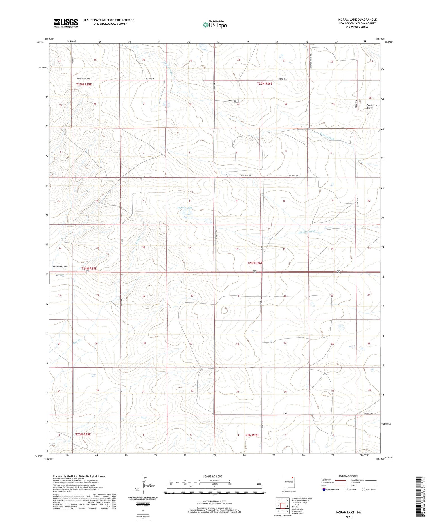 Ingram Lake New Mexico US Topo Map Image